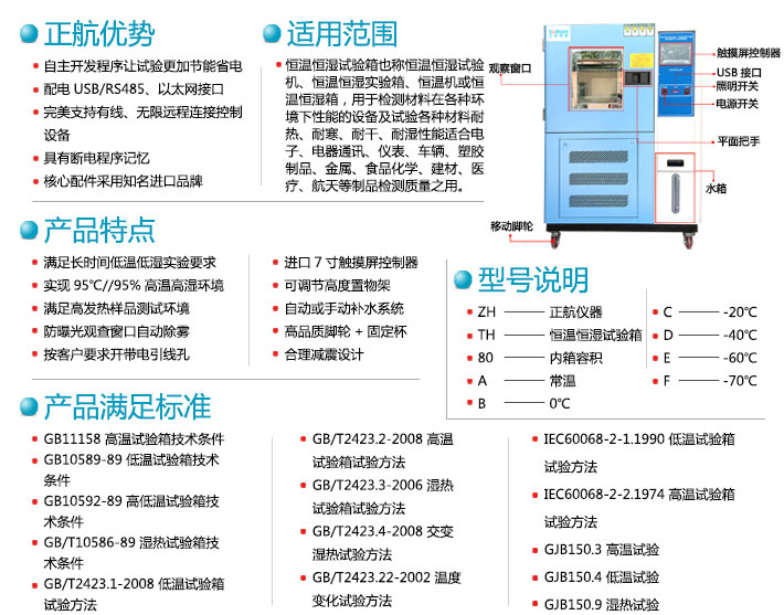 正航蓝色烤漆恒温恒湿试验箱优势说明