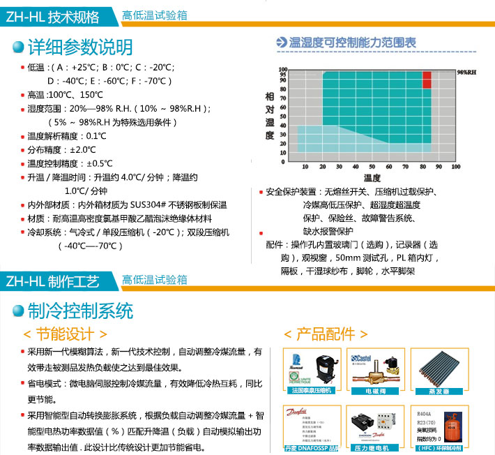 不锈钢高低温试验箱详细参数及规格说明